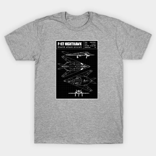 F-117 NIGHTHAWK T-Shirt by theanomalius_merch